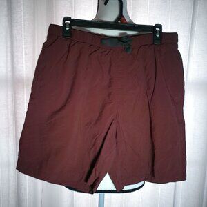 COLUMBIA Men's Hiking Shorts w/Mesh Lining Elastic Waist Burgandy Color M